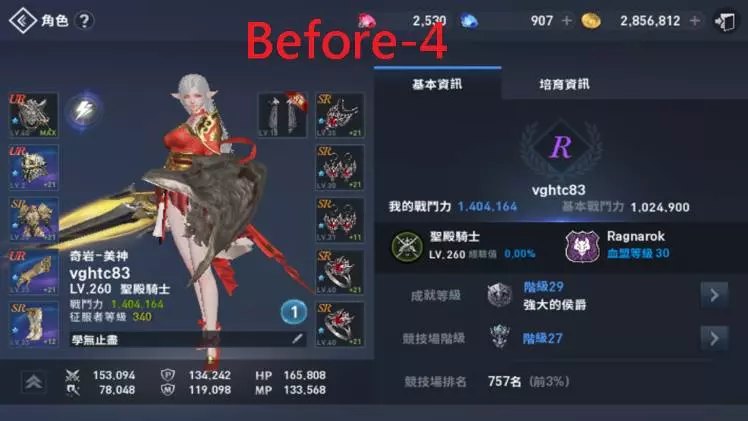 聖殿騎士(白妖)角色培養心路歷程