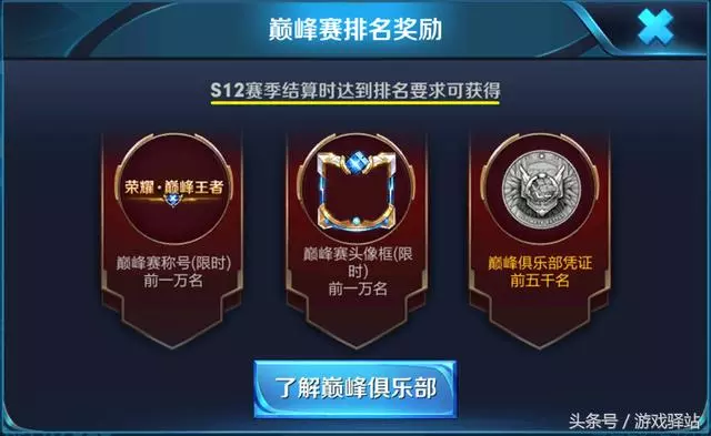 王者榮耀:S12巔峰賽獎勵一覽,最美動態頭像框和稱號,生涯調整