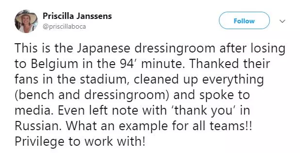 【輸了比賽,卻贏得全世界尊重!】日本隊離開世界盃前,在更衣室留下紙條感動線民!