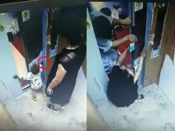 任由小孩蹦跳玩耍 小手被夾 母心慌