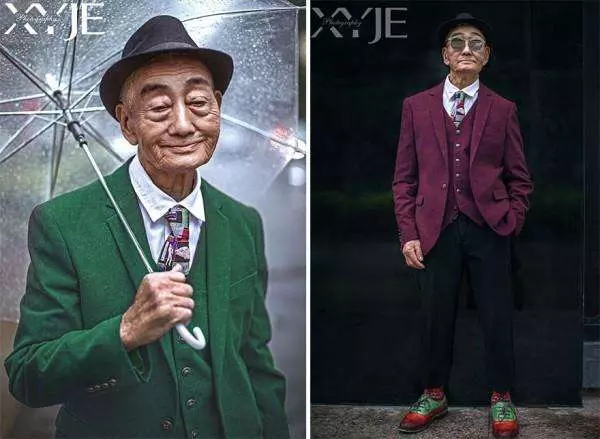 一時好玩讓85歲阿公穿上潮服 沒想到「秒變英倫紳士」帥翻天