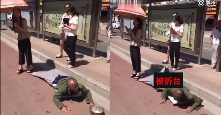 妹子招公車意外踩到乞丐褲管…下一秒「根本拆飯碗」超展開!乞丐起身爆氣大罵(影