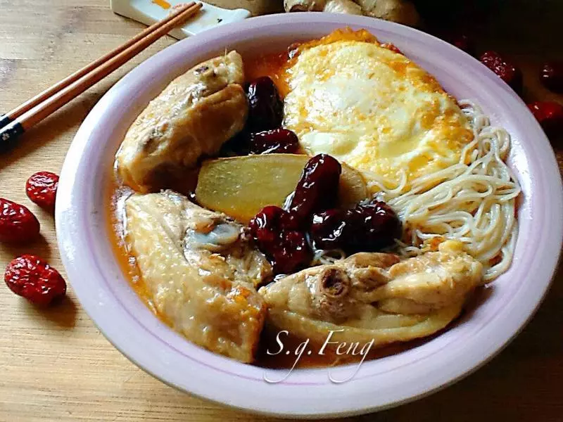 電鍋版【麻油雞湯】+【麻油雞麵線】食譜