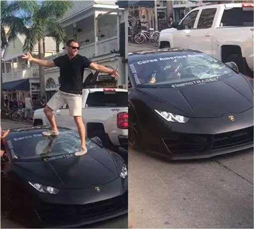 他耍帥秀藍寶堅尼 卻把玻璃一腳踩爆