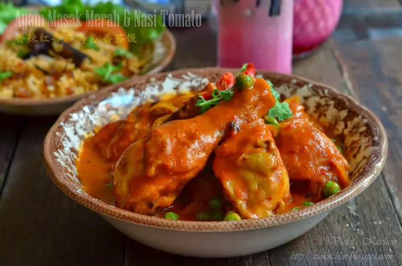 【香辣紅番茄雞 Ayam Masak Merah + 番茄飯 Nasi Tomato】 傳統馬來風味