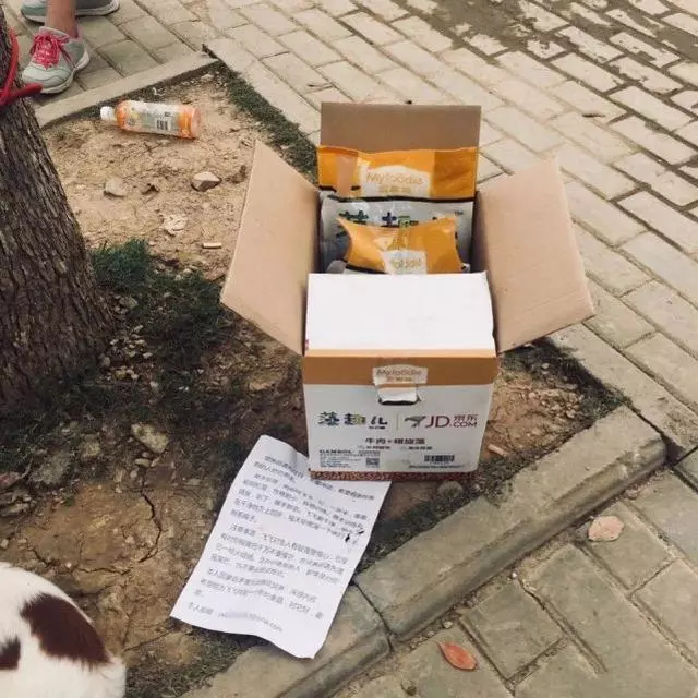 主人無奈將狗狗拋棄路邊,留下食物,一張紙條說出狗狗心酸故事