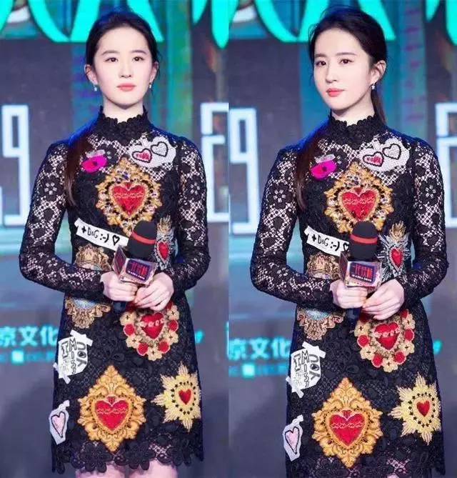 熱巴劉亦菲穿上同牌蕾絲裙。網友:一個俗女一個仙女!