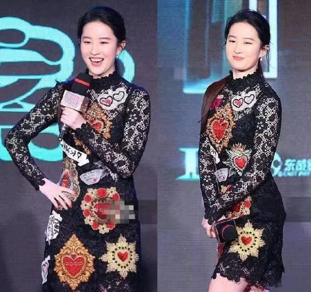 熱巴劉亦菲穿上同牌蕾絲裙。網友:一個俗女一個仙女!
