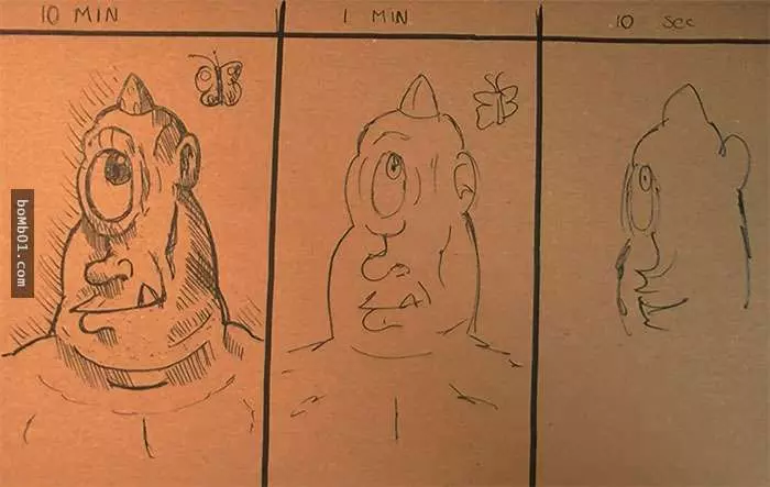 這個畫家分別用「10秒、1分鐘、10分鐘」完成插畫,他的10秒比普通人強超多的!