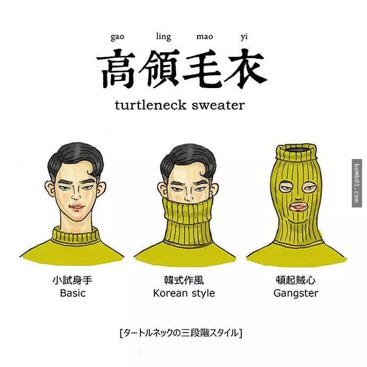 24張愛上網的人一秒就能看懂的「流行語腦洞插畫」,韓式高領毛衣那張害我笑到失智了!