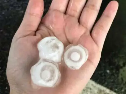 罕見冰雹雨 車損 民眾紛閃躲
