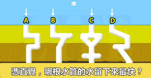 哪根水管的水流下來最快?測你有什麼驚人天賦!