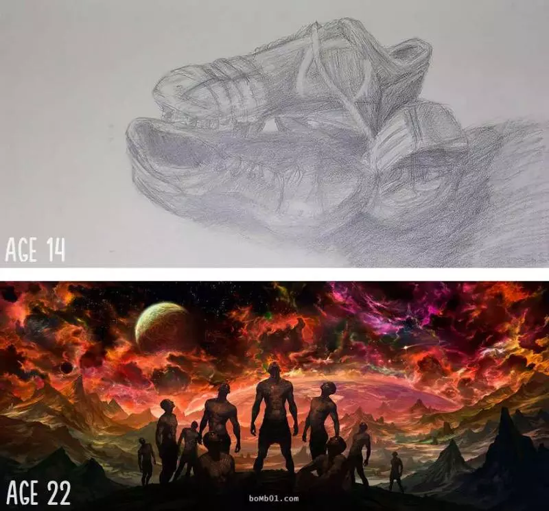 27個靠不斷練習「從畫畫白痴進化成繪畫大師」的超勵志作品。