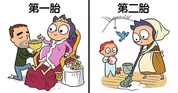 家裡排行老二流淚按讚! 16張「媽媽第一胎 VS 第二胎」的差別待遇對比圖