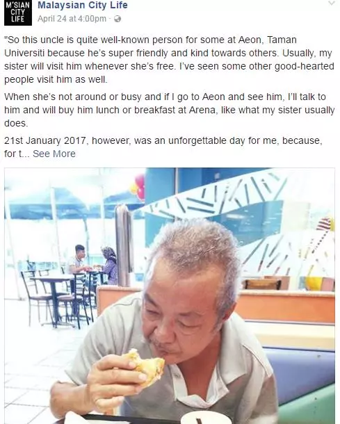 大馬男子請無家可歸的Uncle吃漢堡,反被店員的行為感動!感謝你們的默默付出!