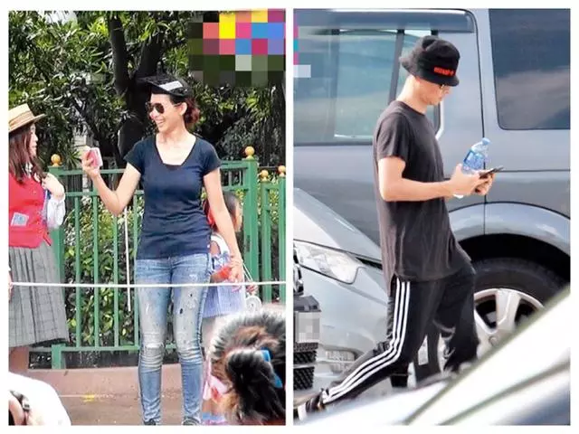 蔡少芬張晉帶女兒玩迪士尼,素顏揮汗如雨,明星夫妻也是平凡父母