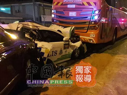 休旅車疑行駛時失控,猛撞前方的警車,執勤伍長當場喪命!