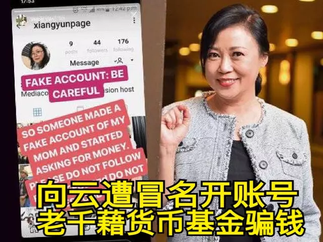 新加坡藝人向雲遭冒名開帳號 老千藉貨幣基金騙錢