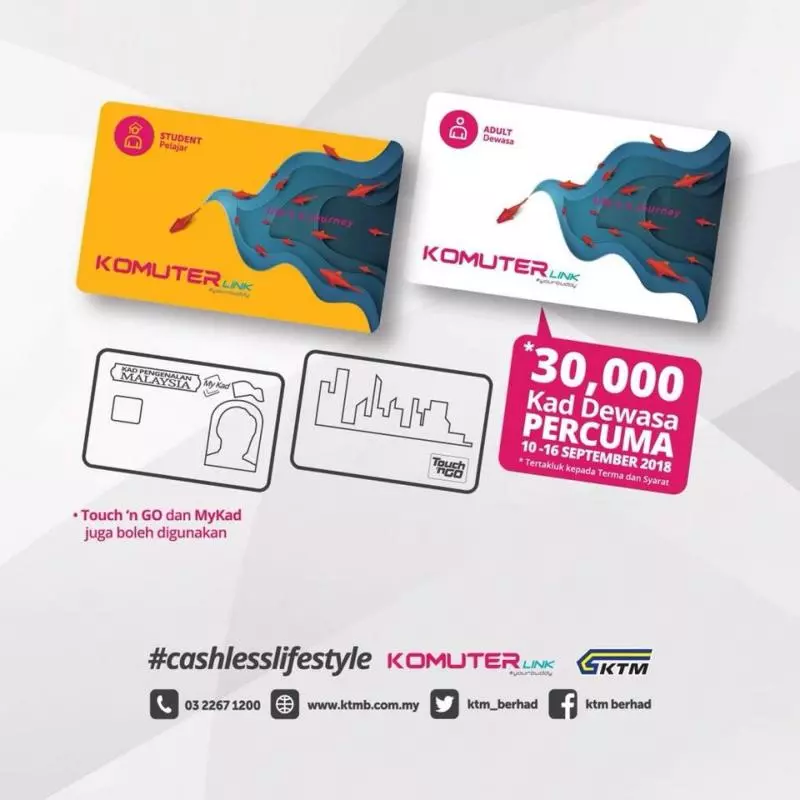 配合無現金政策!KTM免費送出3萬張Kad Komuter Link!搭KTM還可享有50%折扣!