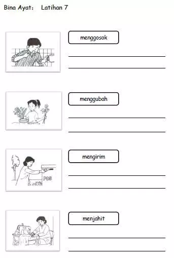 Latihan Bina Ayat Bahasa Melayu Tahun 1, 2 & 3