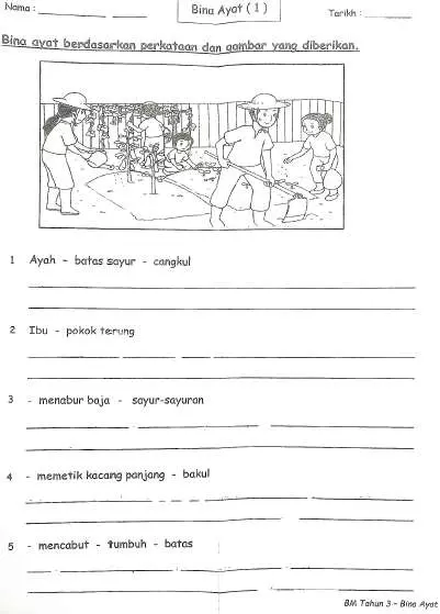 Latihan Bina Ayat Bahasa Melayu Tahun 1, 2 & 3