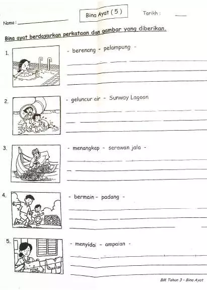 Latihan Bina Ayat Bahasa Melayu Tahun 1, 2 & 3