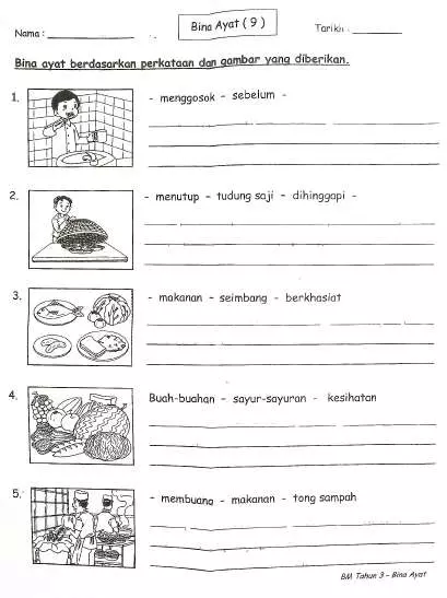 Latihan Bina Ayat Bahasa Melayu Tahun 1, 2 & 3