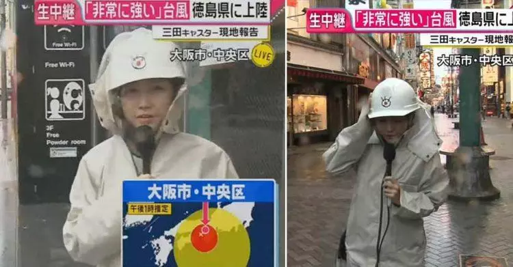 日本女記者無下限…「颱風這樣播報」慘被抓包作假!觀眾看傻眼:考驗智商嗎?