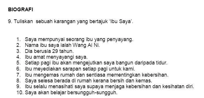 60 CONTOH KARANGAN MENGGUNAKAN 10 AYAT