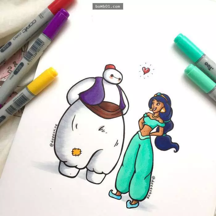 無師自通的18歲插畫家把杯麵化身成22個迪士尼經典角色…爆笑公主版的杯麵個性十足!