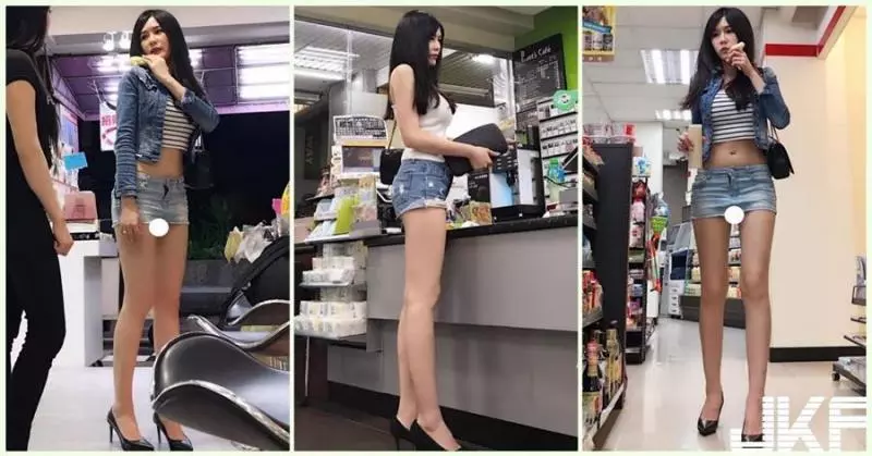 好邪惡!Line瘋傳「7-11長腿妹」終於被神到了!超逆天「雪白大腿」真叫人受不了 -