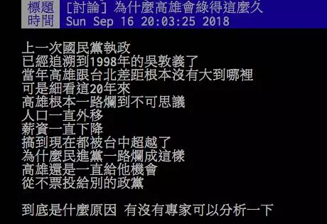 高雄為何「綠」這麼久?鄉民一語道破盲點