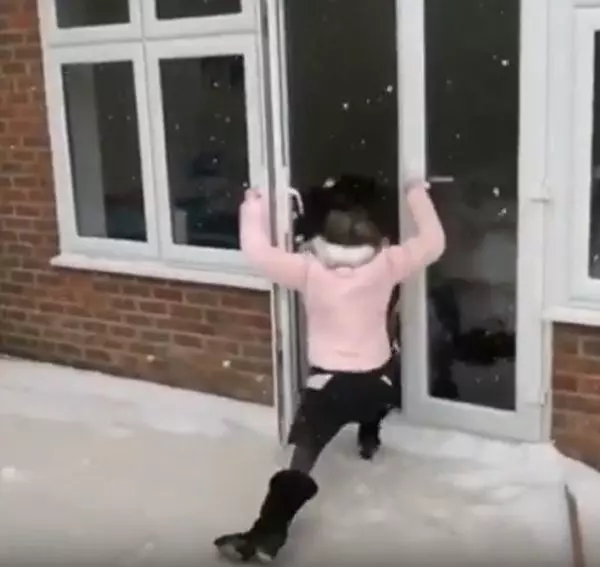 黑冰好嚇人女子踩冰上站不穩連狗狗都打滑
