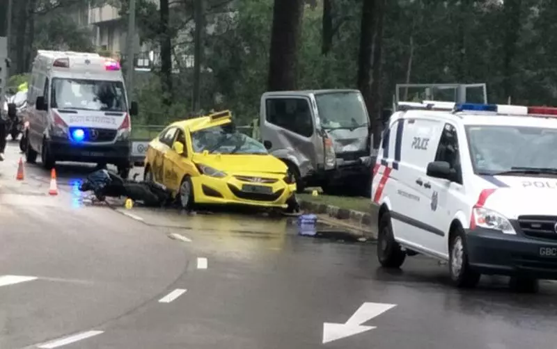 沖上分界堤闖反向道.獅城德士撞死大馬籍騎士 -