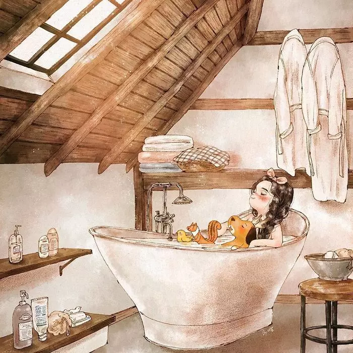 森林系插畫家畫出「女孩一個人獨處」的日常體悟,被大自然擁抱「久了更愛自己」暖哭全球!