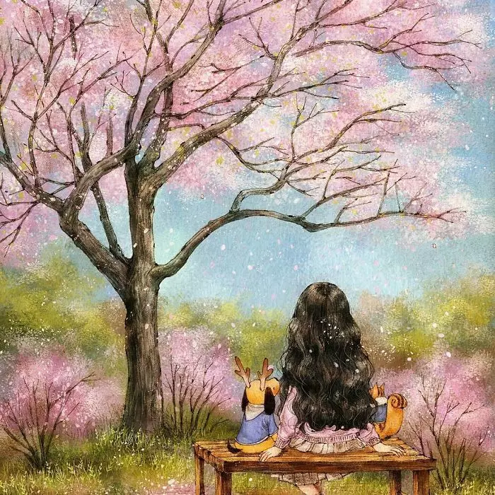 森林系插畫家畫出「女孩一個人獨處」的日常體悟,被大自然擁抱「久了更愛自己」暖哭全球!