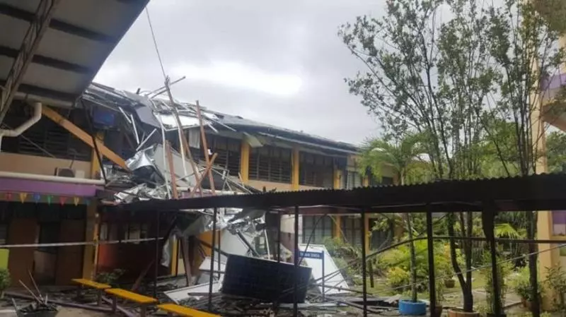 【暴風襲擊Kedah!】吉華國中課室屋頂倒塌,砸中5名學生緊急送院!
