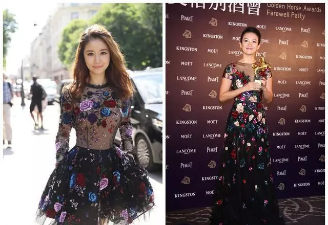41歲林心如撞衫38歲章子怡,氣質差太多,網友:明星和巨星的差別!