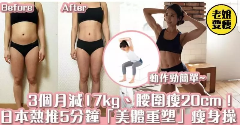 3個月減掉17kg、腰圍瘦20cm!日本熱推5分鐘「美體重塑」瘦身操