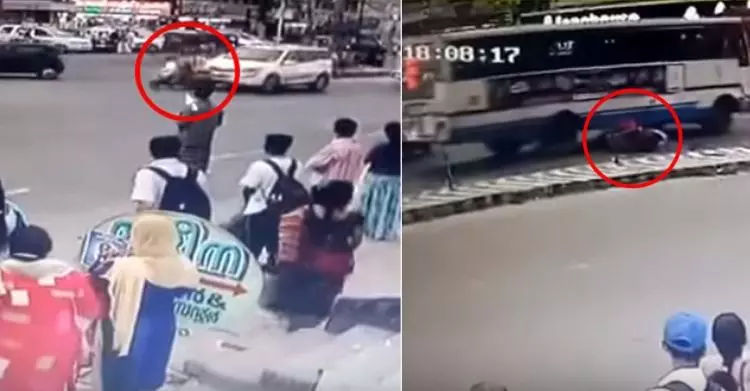 三寶女超幸運!沒看路直接撞車 爬起…40秒後竟「又衝去撞公車」(圖+影)
