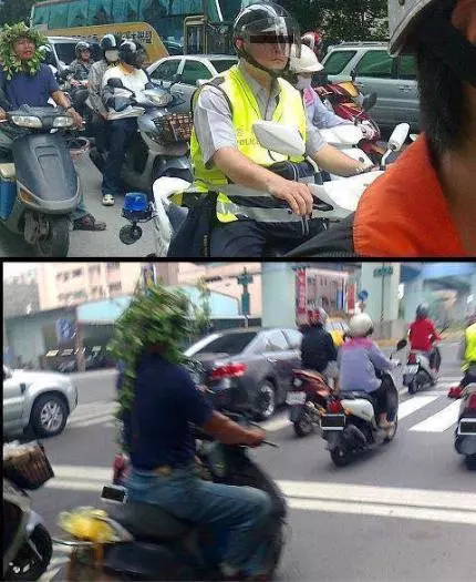 沒戴安全帽前面又有警察怎麼辦?他靠「超神偽裝」讓10萬網友笑到胃抽筋!