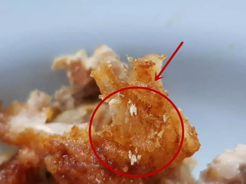 【超噁心!】大馬網友XFingers吃炸雞竟然發現一堆「蒼蠅蛋」!
