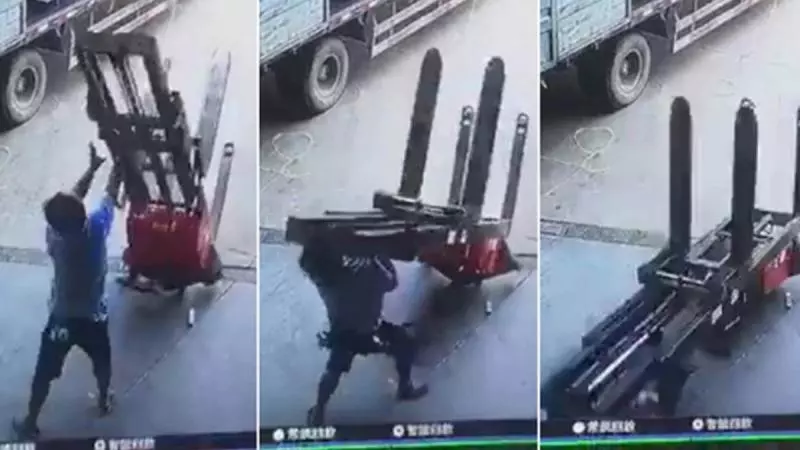 【恐怖爆頭片】工人少做這一步 被堆高機砸扁噴血慘死
