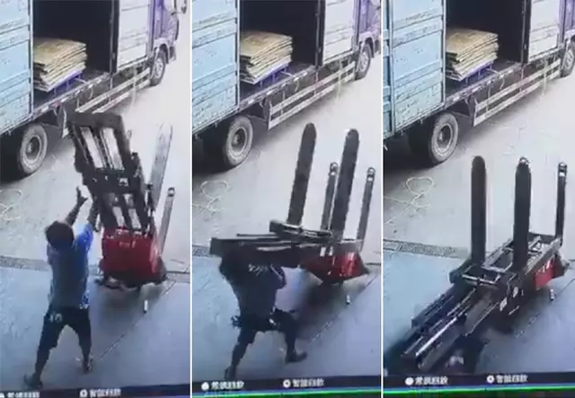 【恐怖爆頭片】工人少做這一步 被堆高機砸扁噴血慘死
