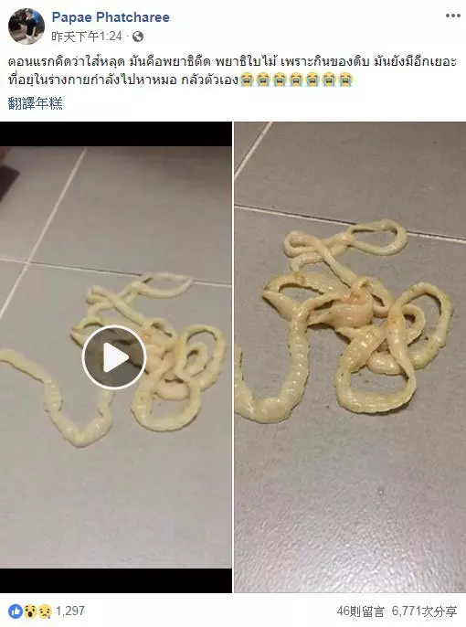 OMG!還會動耶 男子大便拉出超長便便蟲