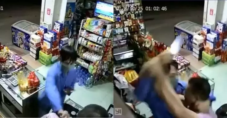 柑仔店遇搶劫!土匪拔刀突刺老闆消失在螢幕… 結局網喊爽快:老闆超夭壽!(影)