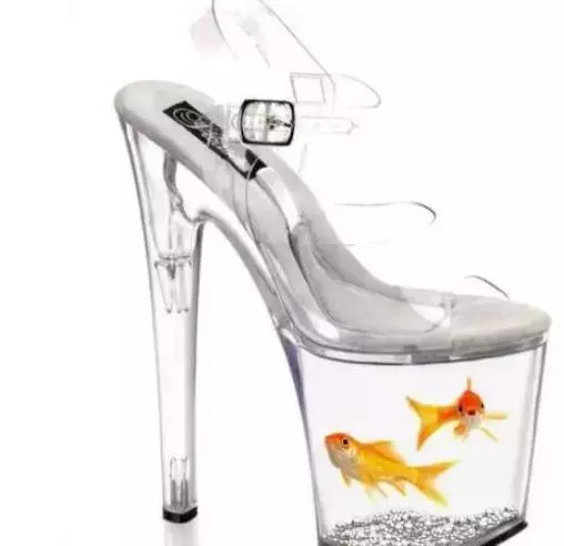 高跟鞋裡養魚每走一步都被晃得暈頭轉向,路人考慮下魚的感受