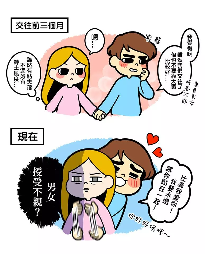 「剛交往 VS 交往後」男女人格大不同 時間過去男友玻璃心不斷升級啊~