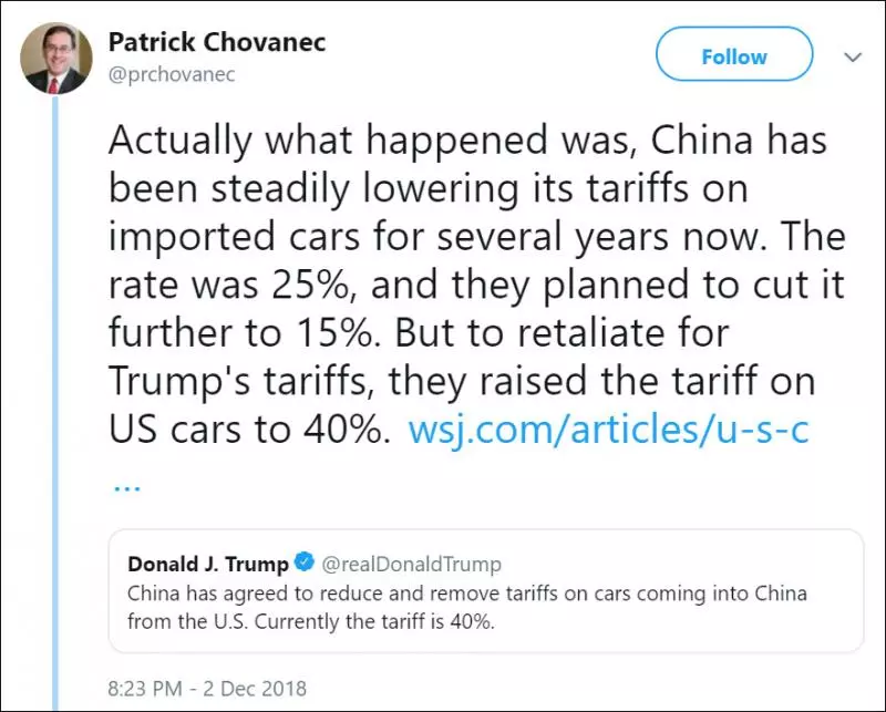 特朗普邀功稱:中國答應降低汽車關稅!隨即遭美國網友調侃!