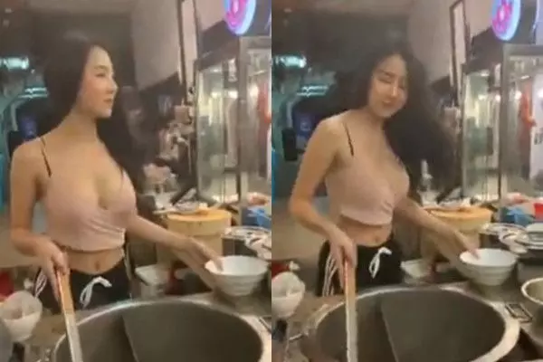 【身材超正!】泰國低胸正妹街邊賣面網路爆紅!網友特地買機票飛去曼谷捧場!
